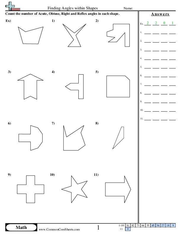 Angles Worksheets - Determining Angles in Shapes worksheet
